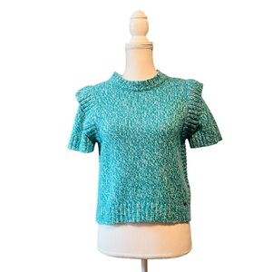 Ted Baker Aqua Textured Short Sleeve Sweater Top Size 1 or Small